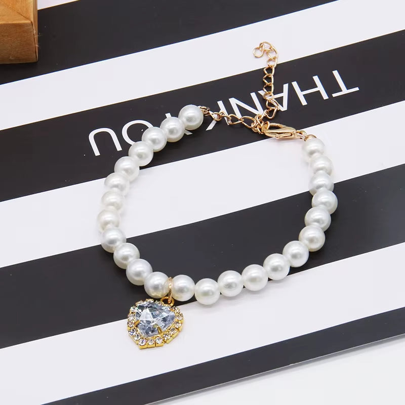New Cat Collar Decoration Pet Cute Exquisite Neck Kitten Adjustable Summer Cat Necklace High Simulation Pearls Pet Supplies
