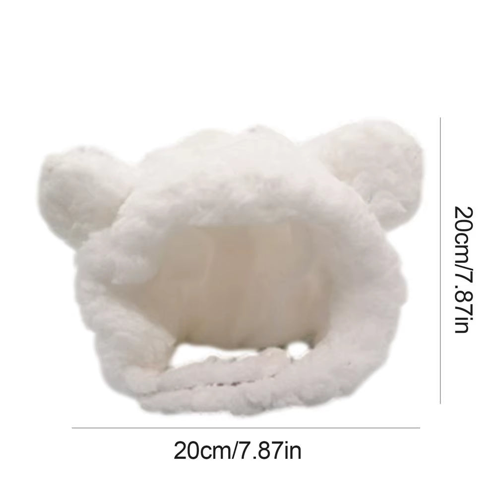 Cute Bear Shaped Hat for Cat Christmas Protective Pet Dogs Cosplay Head Wear York Solid Color Winter Kitten Costume Accessories