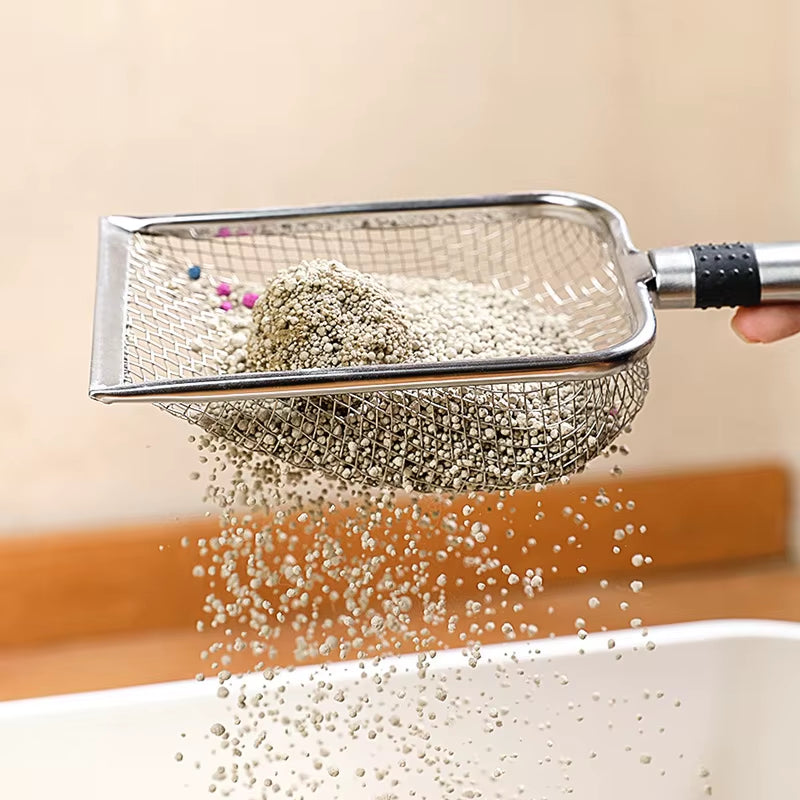 Cat Litter Shovel Wood Handle Cat Litter Shovel Stainless Steel Handle Toilet Cleaning Shovel Tools Pet Cleaning