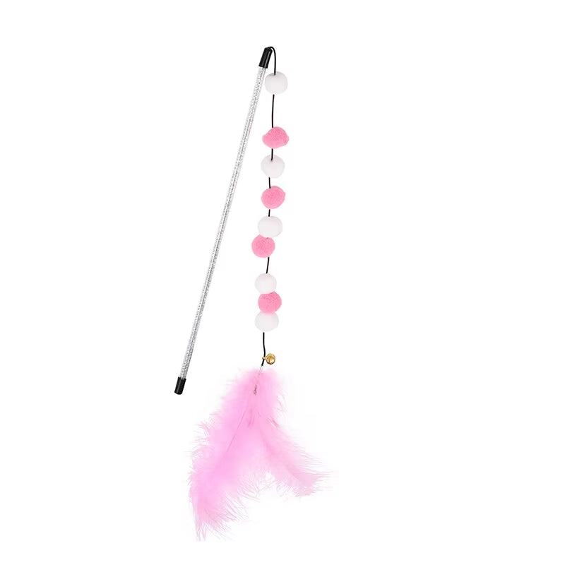 Cat Toys Rainbow Stripes Funny Cat Stick with Bell Interactive Play Pet Supplies Cat Toys Interactive Cat Toy Worm on a String