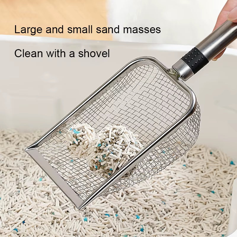 Cat Litter Shovel Wood Handle Cat Litter Shovel Stainless Steel Handle Toilet Cleaning Shovel Tools Pet Cleaning