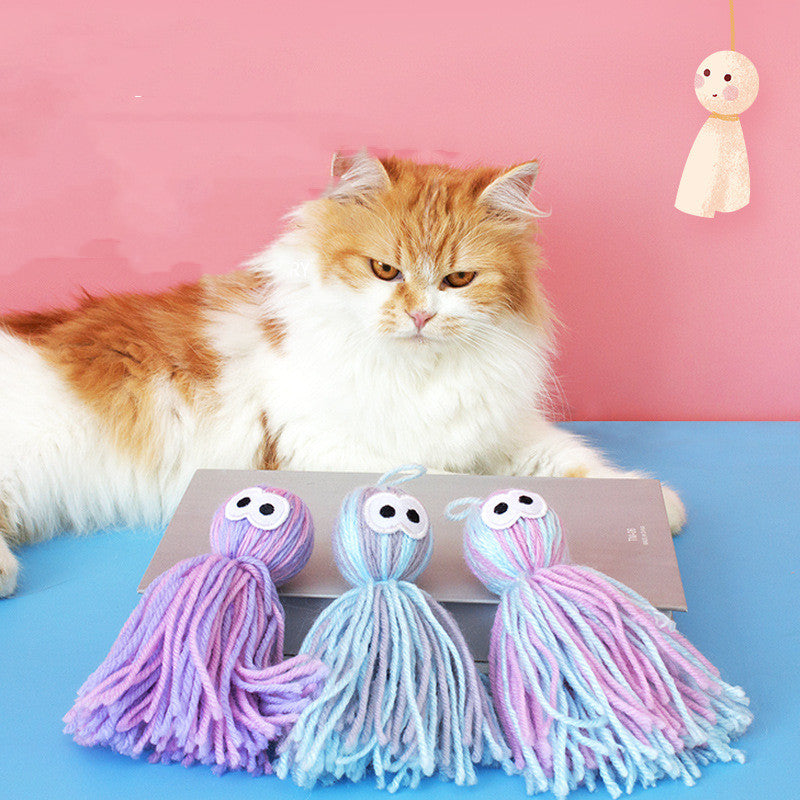 Pet Cat Can Hang Bite-Resistant Woolen Yarn Ball Toys