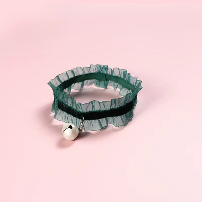 Elasticity Velvet Lace Pets Cat Collar with Bell Chihuahua Rabbit Necklace Bowtie Puppy Dogs Bells Collars Cats Accessories
