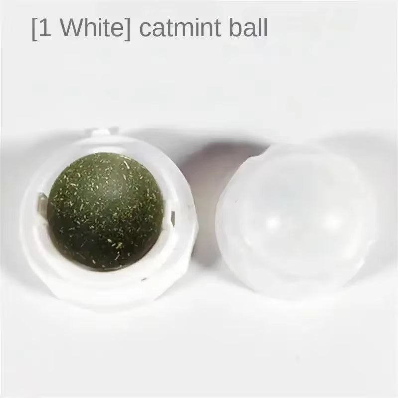 Catnip Balls Cat Mint Toy Grinding Teeth Mint Ball Edible Safety Healthy Snack Rotatable Wall Stick-On Toys for Pet Supplies