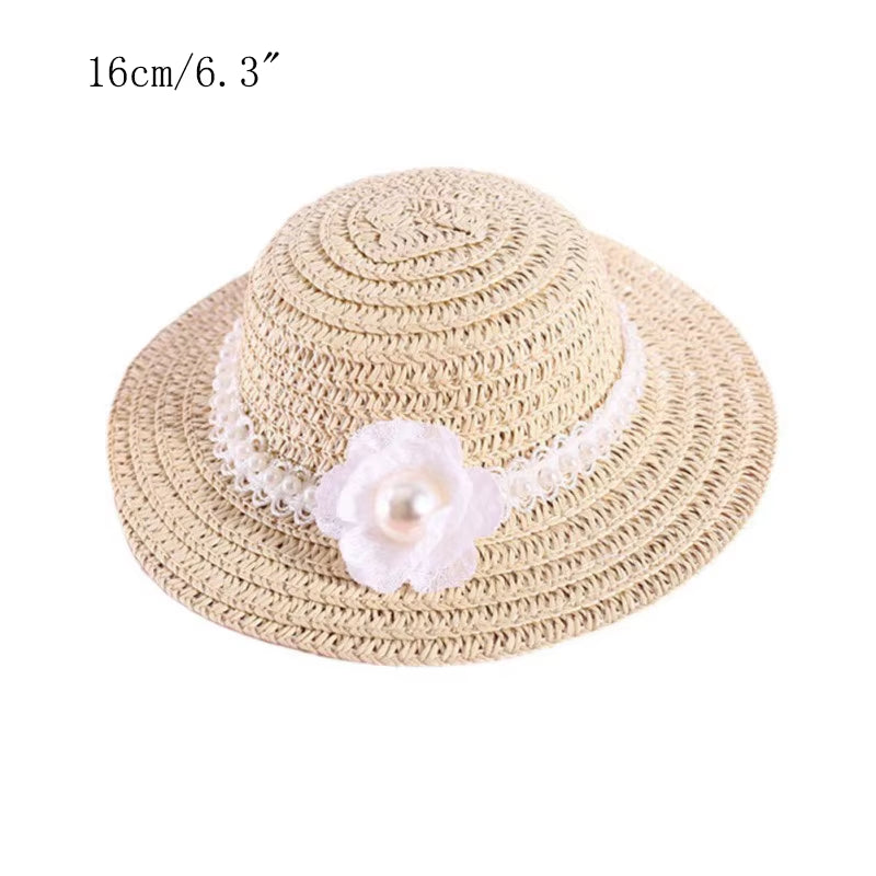 Fashion Pet Woven Straw Hat for Cat Sun Hat Sombrero for Small Dogs and Cats Beach Party Straw Costume Accessories to Act Cute