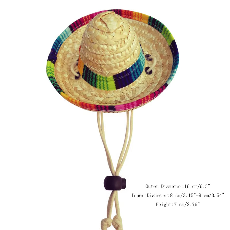 Fashion Pet Woven Straw Hat for Cat Sun Hat Sombrero for Small Dogs and Cats Beach Party Straw Costume Accessories to Act Cute