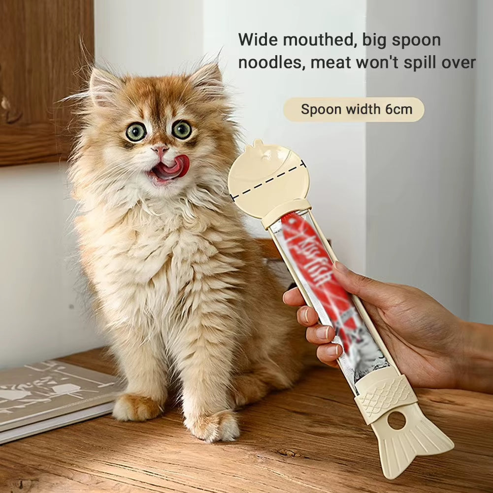 Cat Treat Squeeze Spoon Cat Treat Dispenser Cat Treat Supplies Sliding Strip Squeeze Cat Feeder for Pet Liquid Snack Feeding