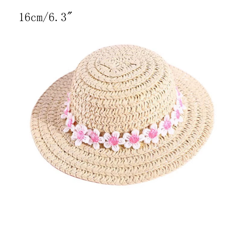 Fashion Pet Woven Straw Hat for Cat Sun Hat Sombrero for Small Dogs and Cats Beach Party Straw Costume Accessories to Act Cute