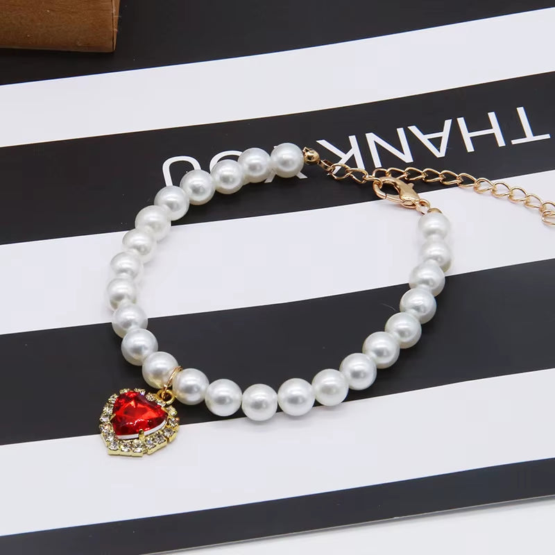 New Cat Collar Decoration Pet Cute Exquisite Neck Kitten Adjustable Summer Cat Necklace High Simulation Pearls Pet Supplies