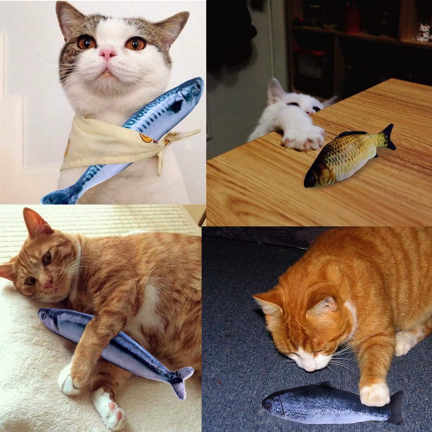 Plush Cat Fish Toy Cat Scratcher Catnip Toy Interactive Simulation Fish Cat Mint Fidget Toys Stuffed Playing Toy for Cat Kitten