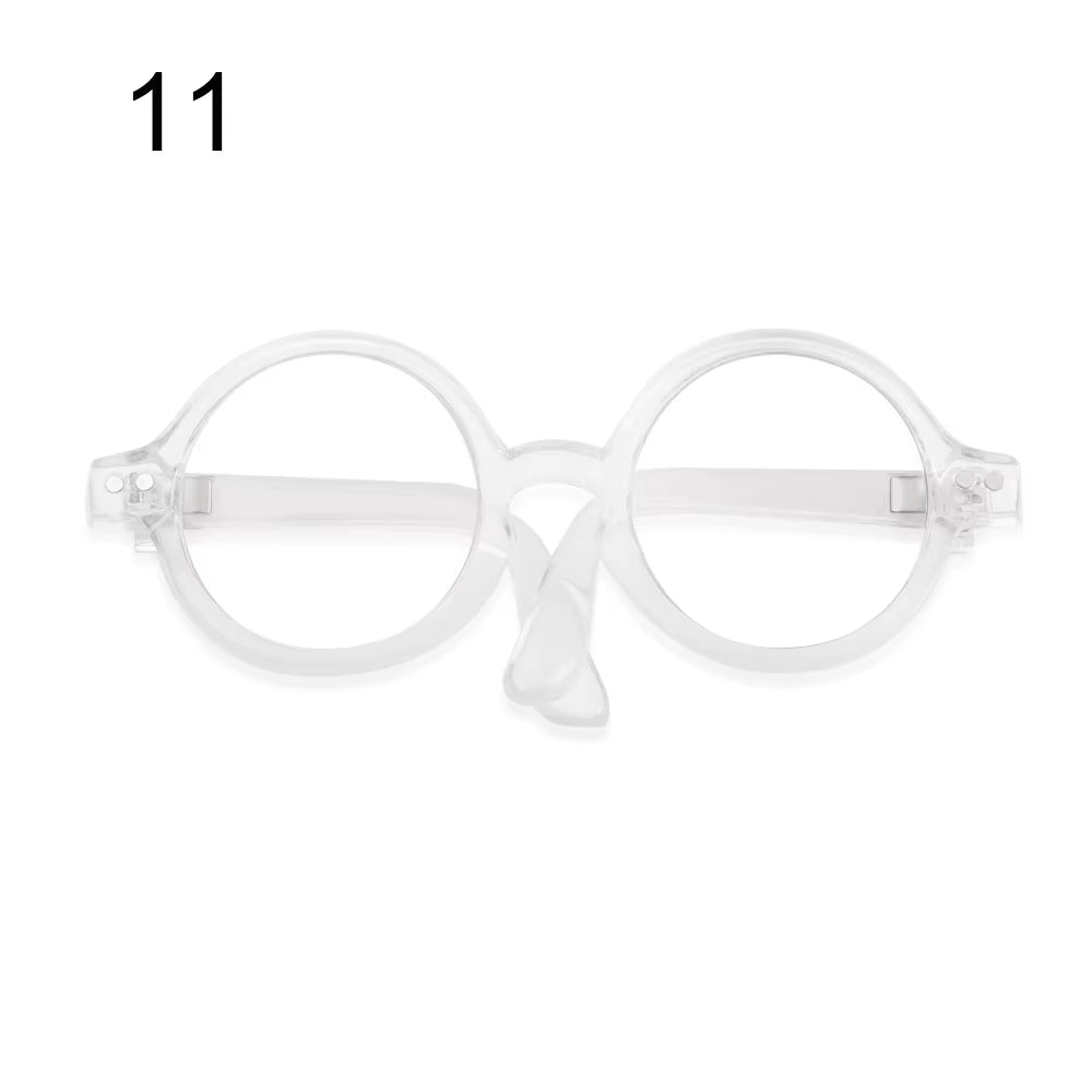 Candy Color Mini Doll Glasses Clear Lens Eyeglasses round Frame Plush Doll Toys Eyewear Photo Props Pet Dog Cat Sunglasses