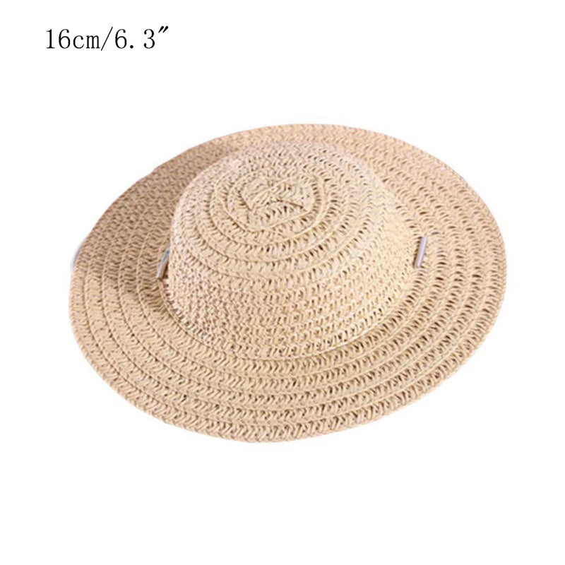 Fashion Pet Woven Straw Hat for Cat Sun Hat Sombrero for Small Dogs and Cats Beach Party Straw Costume Accessories to Act Cute
