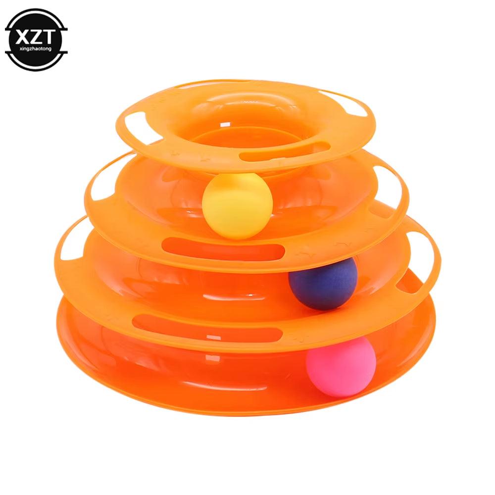 Pet Cat Dog Toy Three Levels Training Amusement Plate Kitten Tower Tracks Disc Cat Intelligence Amusement Triple Disc Tumblers