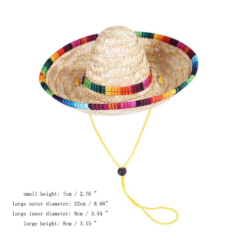 Fashion Pet Woven Straw Hat for Cat Sun Hat Sombrero for Small Dogs and Cats Beach Party Straw Costume Accessories to Act Cute