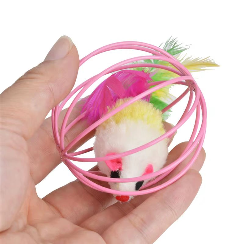 1Pc Cat Toy Stick Feather Wand with Bell Mouse Cage Toys Plastic Artificial Colorful Cat Teaser Toy Pet Supplies Random Color