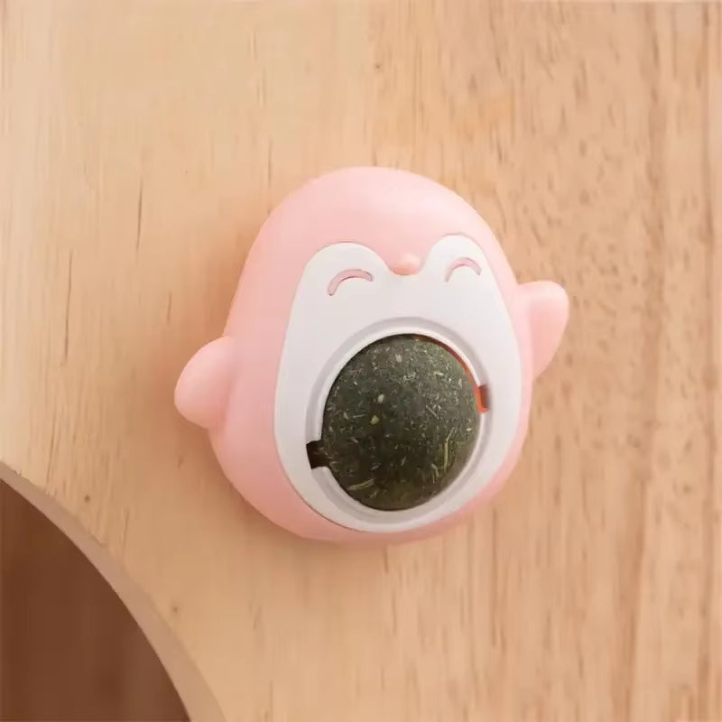 Catnip Balls Cat Mint Toy Grinding Teeth Mint Ball Edible Safety Healthy Snack Rotatable Wall Stick-On Toys for Pet Supplies