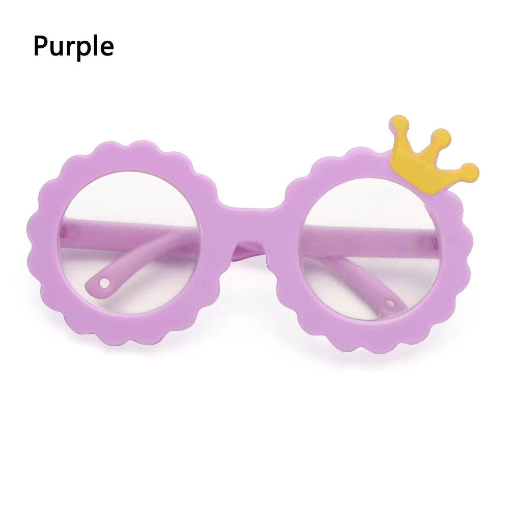 Candy Color Mini Doll Glasses Clear Lens Eyeglasses round Frame Plush Doll Toys Eyewear Photo Props Pet Dog Cat Sunglasses