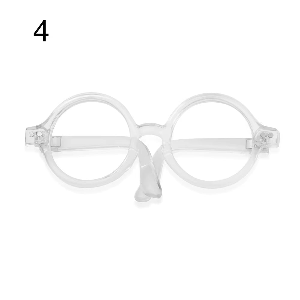 Candy Color Mini Doll Glasses Clear Lens Eyeglasses round Frame Plush Doll Toys Eyewear Photo Props Pet Dog Cat Sunglasses