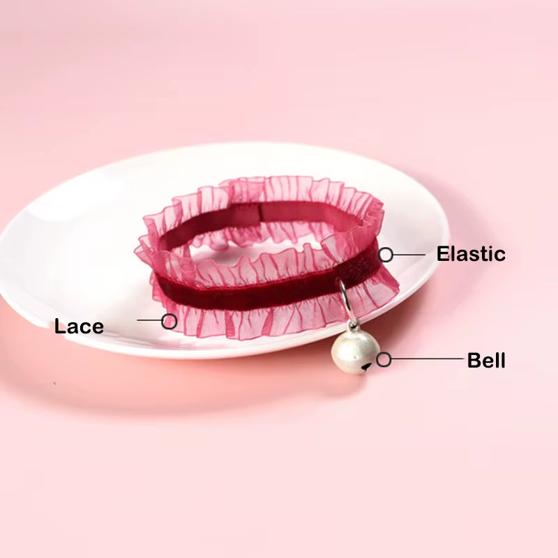 Elasticity Velvet Lace Pets Cat Collar with Bell Chihuahua Rabbit Necklace Bowtie Puppy Dogs Bells Collars Cats Accessories