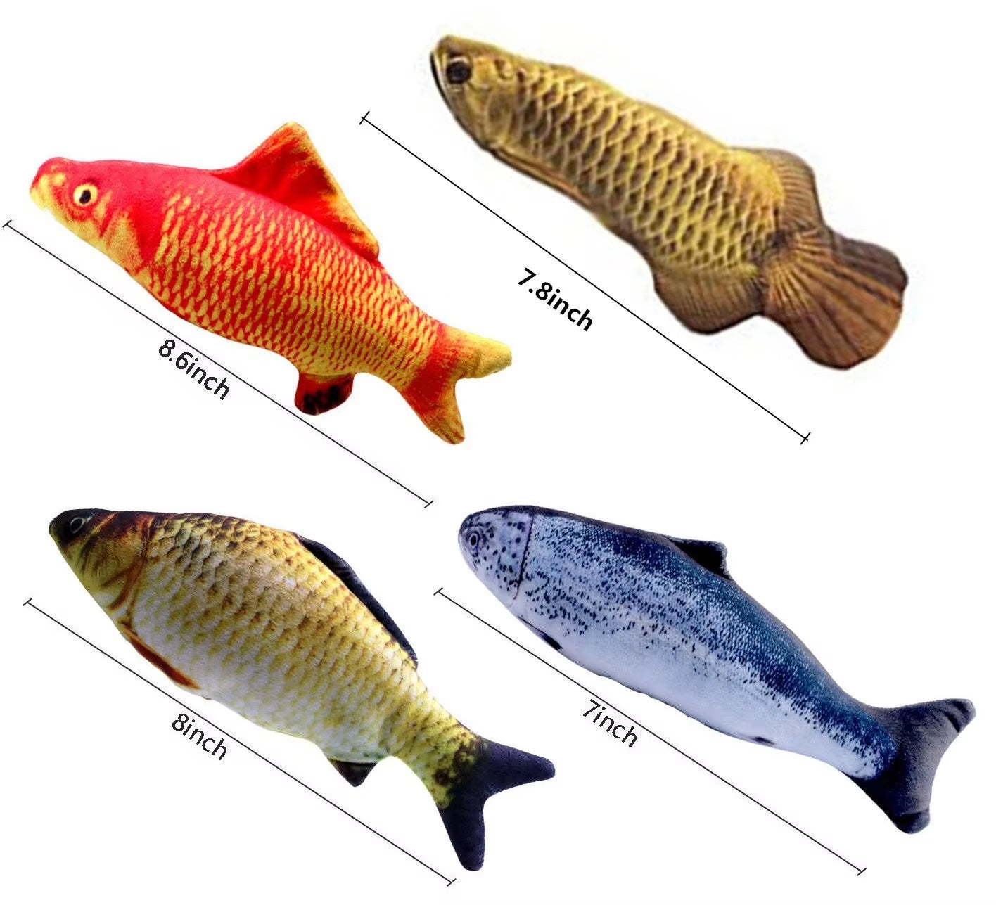 Plush Cat Fish Toy Cat Scratcher Catnip Toy Interactive Simulation Fish Cat Mint Fidget Toys Stuffed Playing Toy for Cat Kitten