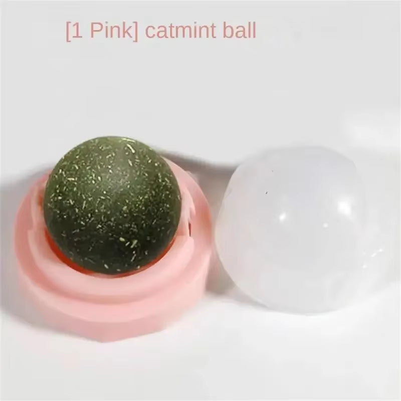 Catnip Balls Cat Mint Toy Grinding Teeth Mint Ball Edible Safety Healthy Snack Rotatable Wall Stick-On Toys for Pet Supplies