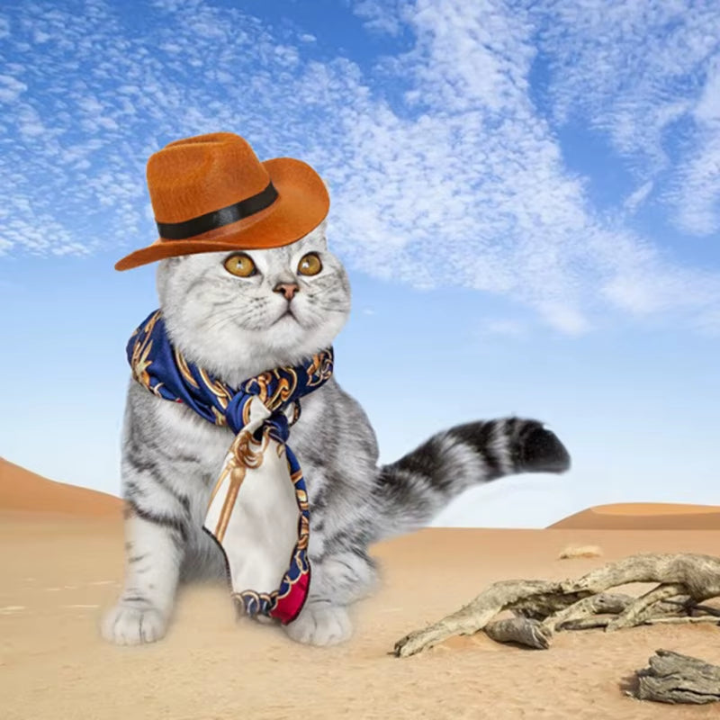 Funny Pet Hat for Dog Cat Western Cowboy Hat Photo Prop Universal Dog Cap for Halloween Christmas Street Party Pet Accessories
