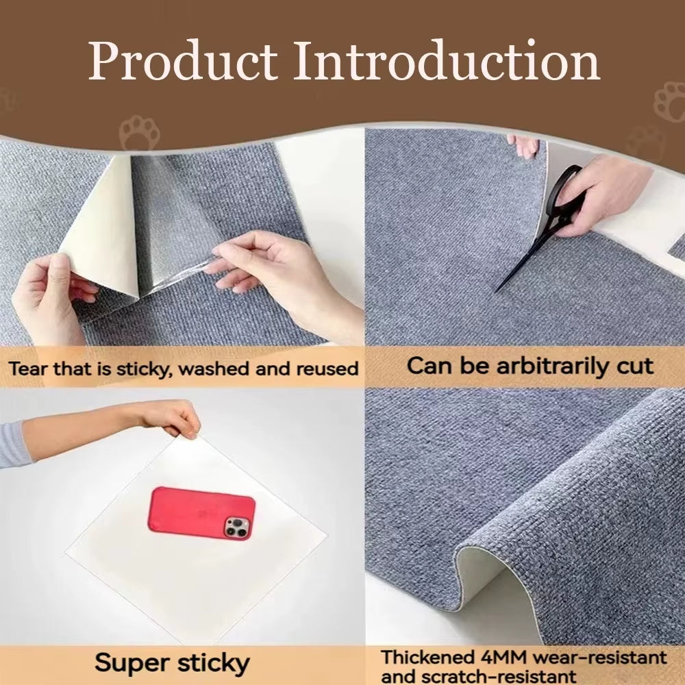 Wall anti Cat Scratch Sofa DIY Cats Scratch Board Sofa Protection Paws Sharpen Trimmable Self-Adhesive Carpet Cats Scratch Board