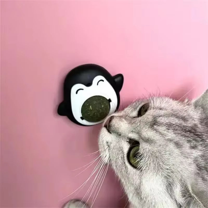 Catnip Balls Cat Mint Toy Grinding Teeth Mint Ball Edible Safety Healthy Snack Rotatable Wall Stick-On Toys for Pet Supplies