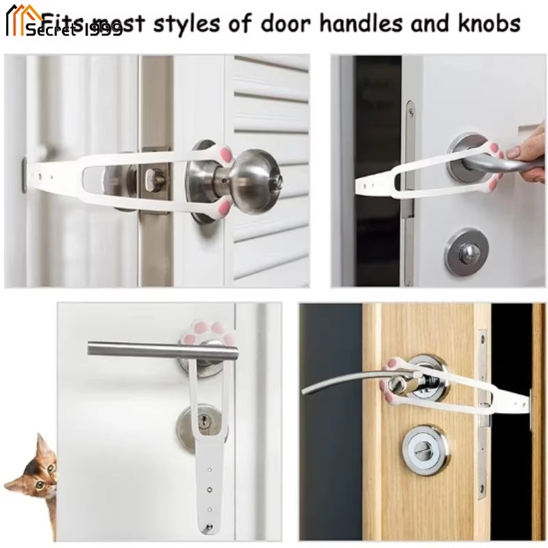 Adjustable Elastic Cat Door Holder Latch Punch-Free Gate Lock Keep Cat Dog Out from Entering Door Holder Latch Pet Supplies