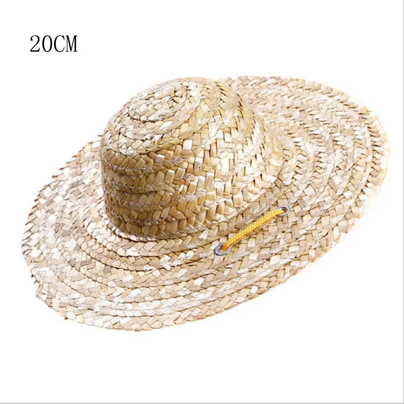 Fashion Pet Woven Straw Hat for Cat Sun Hat Sombrero for Small Dogs and Cats Beach Party Straw Costume Accessories to Act Cute