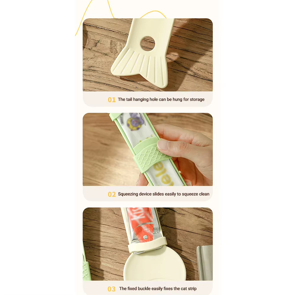 Cat Treat Squeeze Spoon Cat Treat Dispenser Cat Treat Supplies Sliding Strip Squeeze Cat Feeder for Pet Liquid Snack Feeding