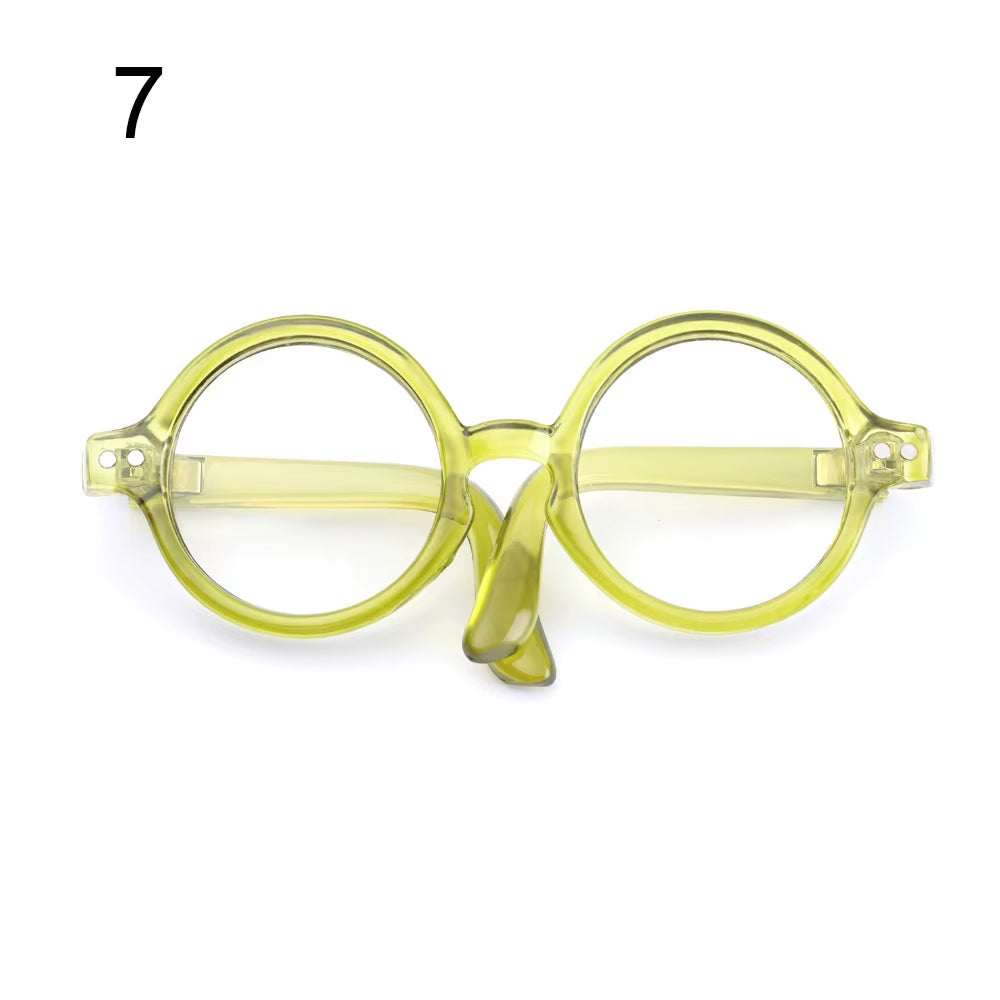 Candy Color Mini Doll Glasses Clear Lens Eyeglasses round Frame Plush Doll Toys Eyewear Photo Props Pet Dog Cat Sunglasses
