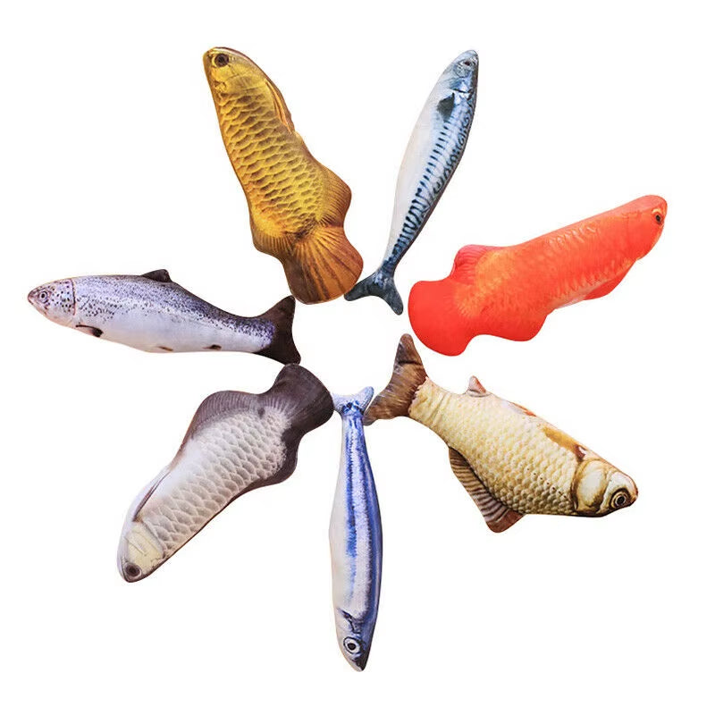 Plush Cat Fish Toy Cat Scratcher Catnip Toy Interactive Simulation Fish Cat Mint Fidget Toys Stuffed Playing Toy for Cat Kitten