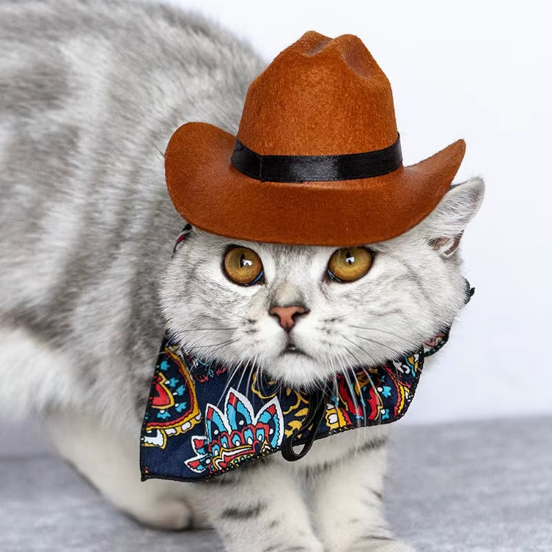 Funny Pet Hat for Dog Cat Western Cowboy Hat Photo Prop Universal Dog Cap for Halloween Christmas Street Party Pet Accessories