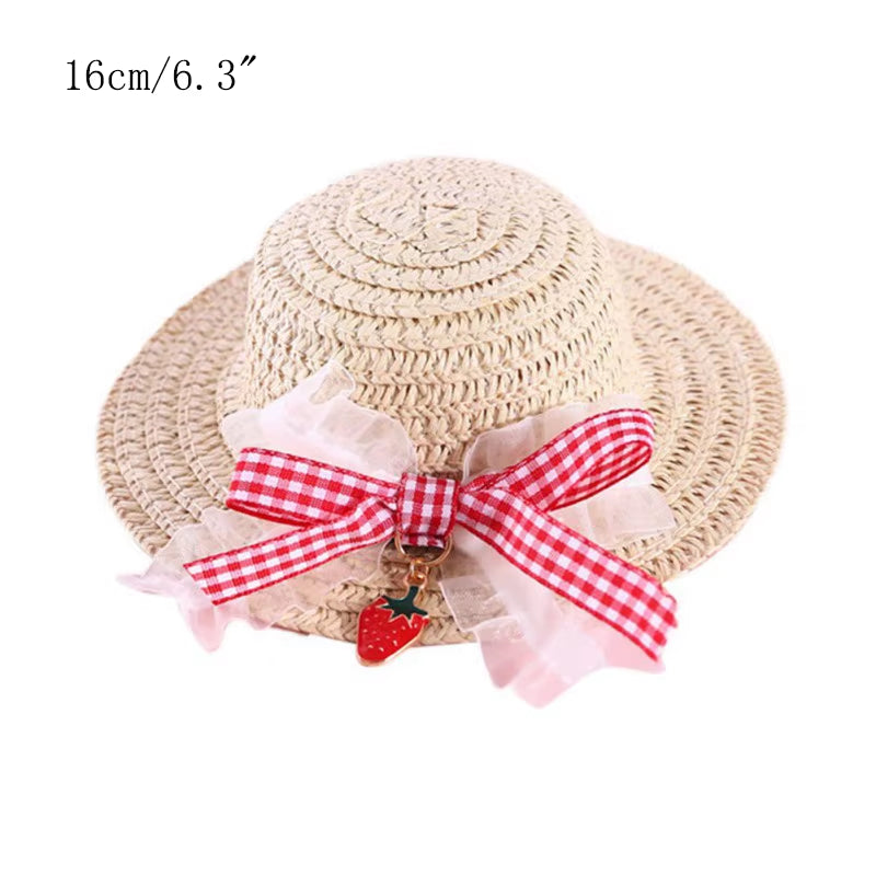 Fashion Pet Woven Straw Hat for Cat Sun Hat Sombrero for Small Dogs and Cats Beach Party Straw Costume Accessories to Act Cute