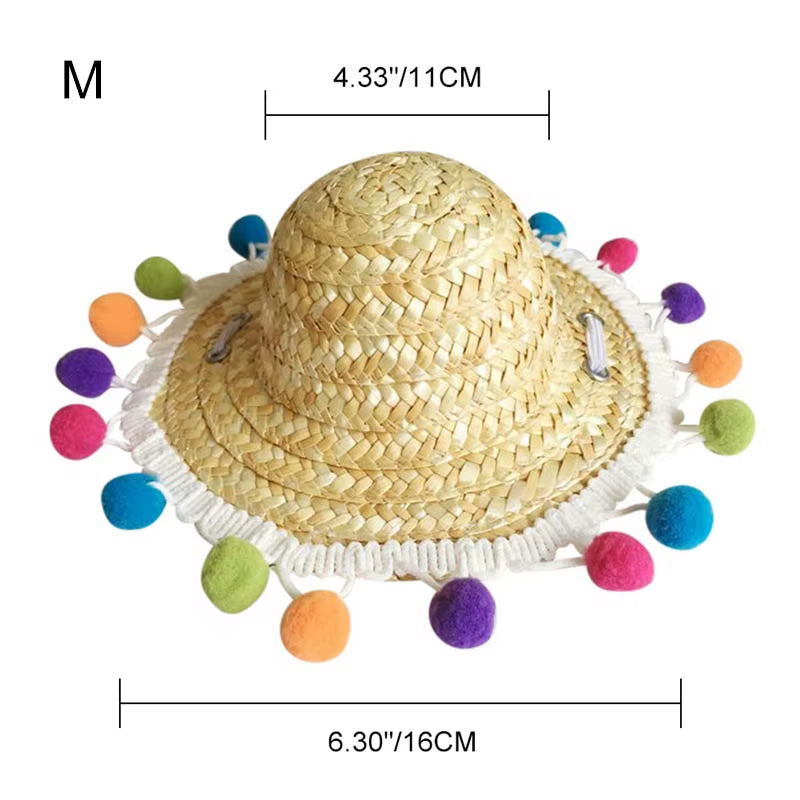 Fashion Pet Woven Straw Hat for Cat Sun Hat Sombrero for Small Dogs and Cats Beach Party Straw Costume Accessories to Act Cute