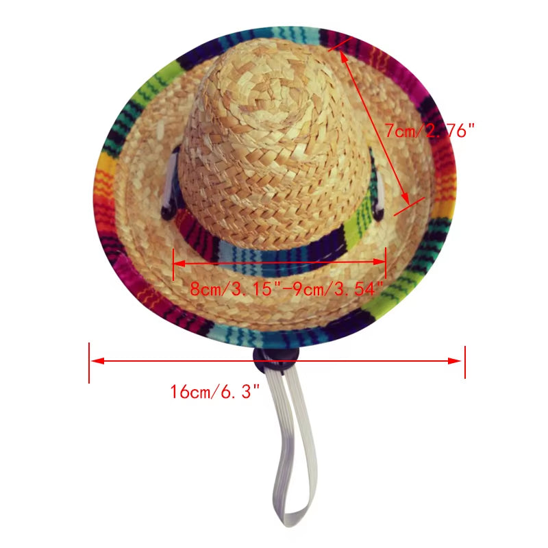Fashion Pet Woven Straw Hat for Cat Sun Hat Sombrero for Small Dogs and Cats Beach Party Straw Costume Accessories to Act Cute