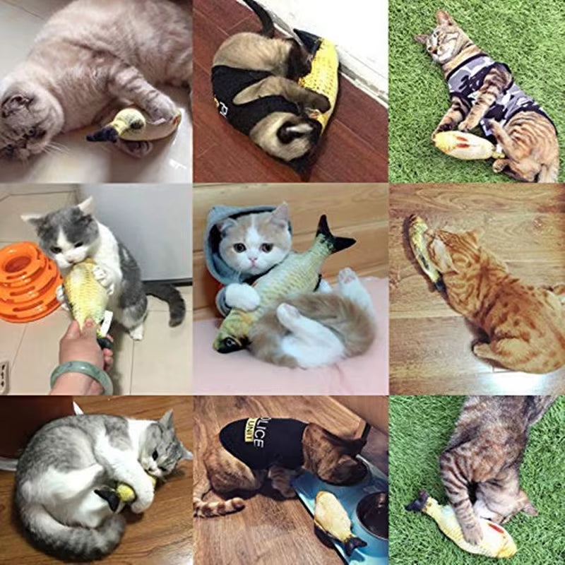 Plush Cat Fish Toy Cat Scratcher Catnip Toy Interactive Simulation Fish Cat Mint Fidget Toys Stuffed Playing Toy for Cat Kitten