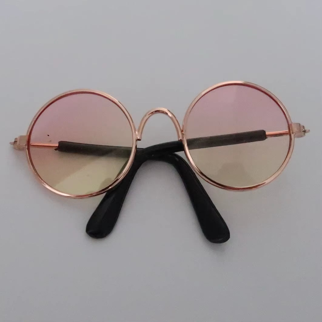 Cute Vintage round Cat Sunglasses Pet Photos Props Reflection Eyewear Glasses for Cats Small Dog Pet Dog Cat Accessories