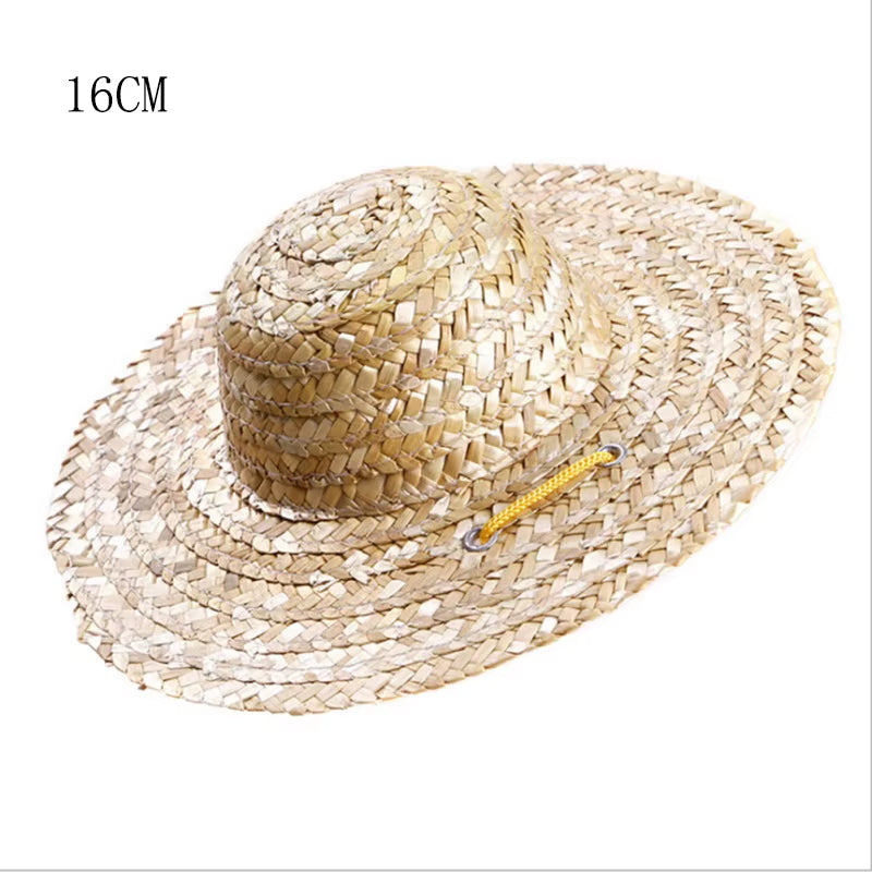 Fashion Pet Woven Straw Hat for Cat Sun Hat Sombrero for Small Dogs and Cats Beach Party Straw Costume Accessories to Act Cute