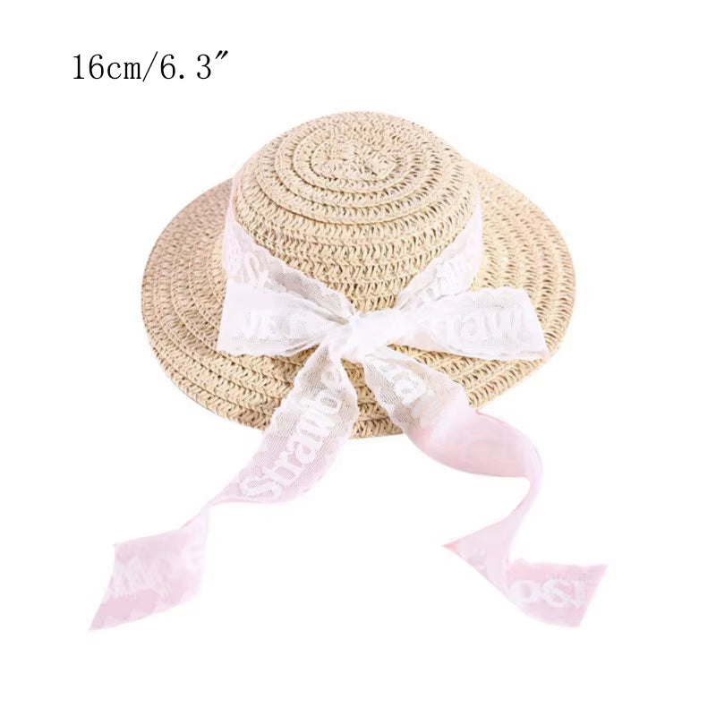 Fashion Pet Woven Straw Hat for Cat Sun Hat Sombrero for Small Dogs and Cats Beach Party Straw Costume Accessories to Act Cute