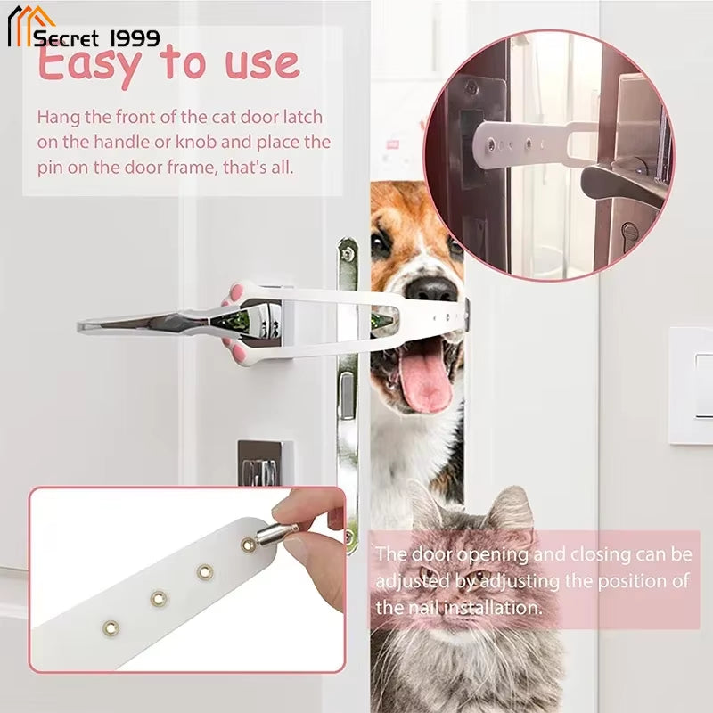 Adjustable Elastic Cat Door Holder Latch Punch-Free Gate Lock Keep Cat Dog Out from Entering Door Holder Latch Pet Supplies