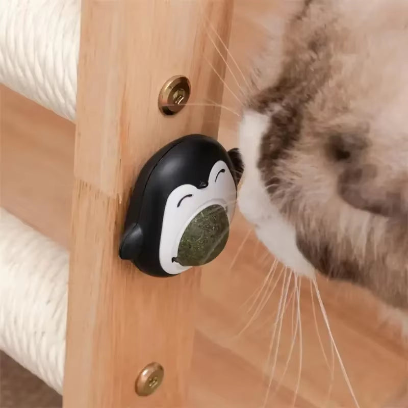 Catnip Balls Cat Mint Toy Grinding Teeth Mint Ball Edible Safety Healthy Snack Rotatable Wall Stick-On Toys for Pet Supplies