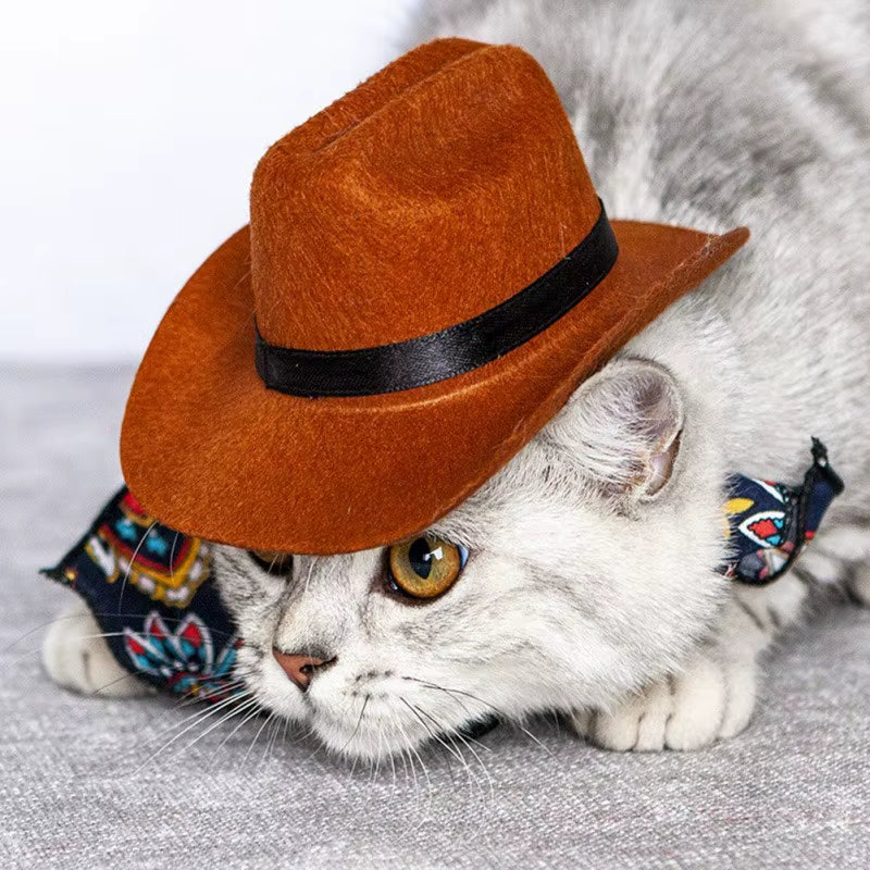 Funny Pet Hat for Dog Cat Western Cowboy Hat Photo Prop Universal Dog Cap for Halloween Christmas Street Party Pet Accessories