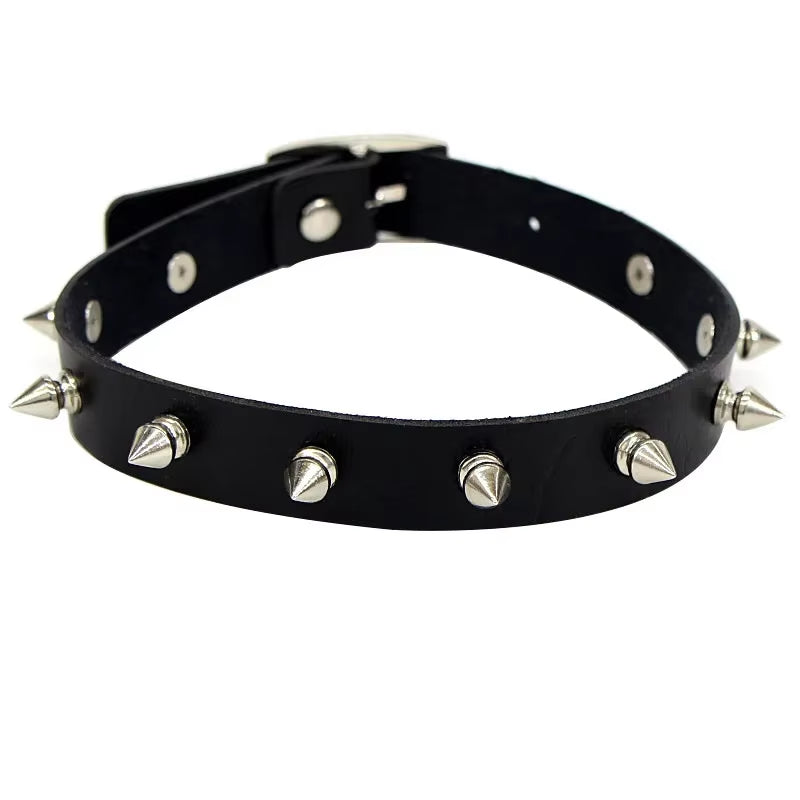 New Gothic Punk Leather Choker Necklace for Women Teens Girls Rivet Heart Cross Collar Necklace Rock Fashion Jewelry Gifts