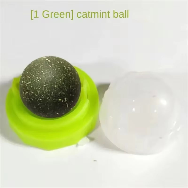 Catnip Balls Cat Mint Toy Grinding Teeth Mint Ball Edible Safety Healthy Snack Rotatable Wall Stick-On Toys for Pet Supplies