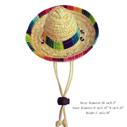 Fashion Pet Woven Straw Hat for Cat Sun Hat Sombrero for Small Dogs and Cats Beach Party Straw Costume Accessories to Act Cute