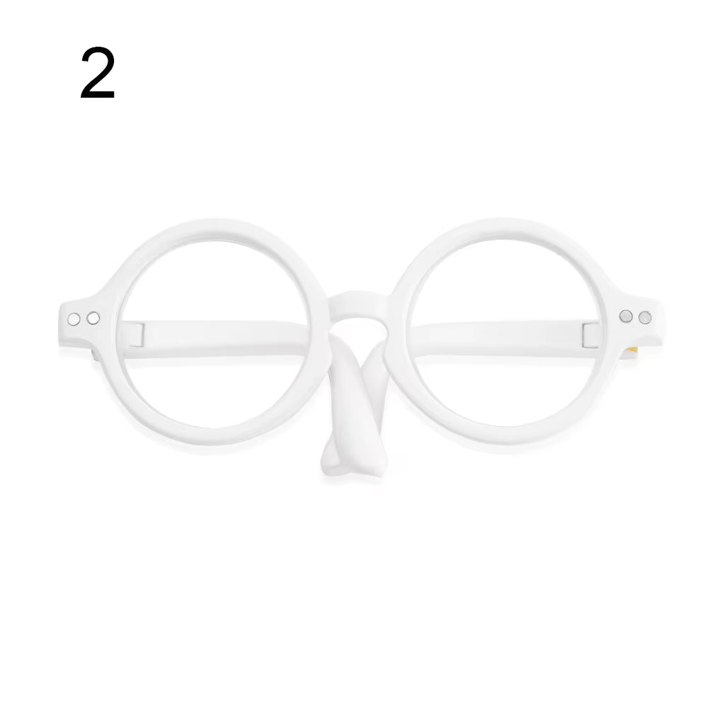 Candy Color Mini Doll Glasses Clear Lens Eyeglasses round Frame Plush Doll Toys Eyewear Photo Props Pet Dog Cat Sunglasses