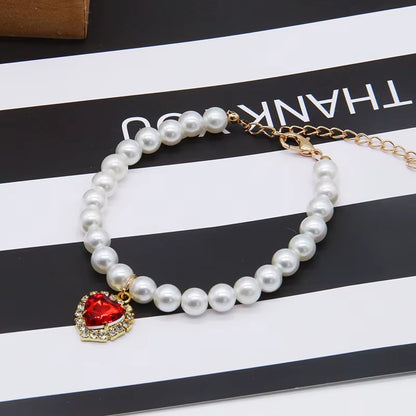 New Cat Collar Decoration Pet Cute Exquisite Neck Kitten Adjustable Summer Cat Necklace High Simulation Pearls Pet Supplies