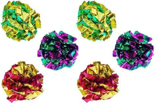 Mylar Crinkle Balls - Interactive Cat Toys for Kittens and Adult Cats, Soft and Perfectly Sized (6 Pack)